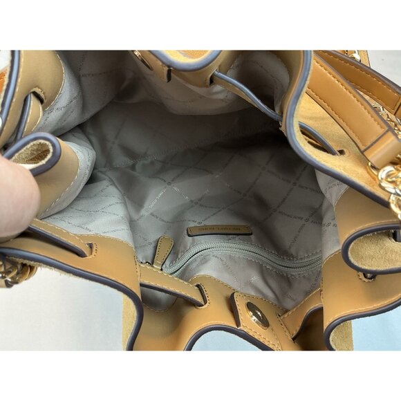 Michael Kors Mina Large Suede Chain Shoulder Bag Color Deer - Picture 4 of 10